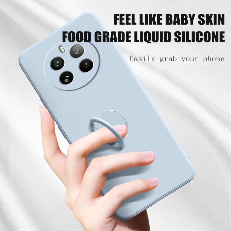 Чехол для Realme 12 Pro Plus, жидкий силиконовый держатель для кольца, мягкий чехол для телефона Realme 12 Pro + обновленная противоударная задняя крышка Fundas