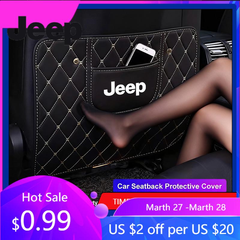 Для автомобиля Jeep Кожаная защитная накладка на спинку сиденья Противоударная накладка на сиденье Для Jeep Grand Cherokee Wrangler JK Gladiator Compass Reneg