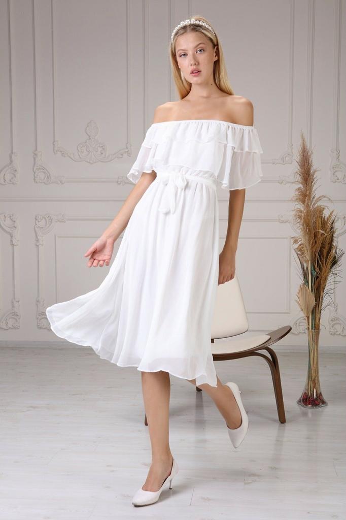 Женское платье большого размера бордовое шифоновое платье с воротником «Кармен Мадонна» больших размеров