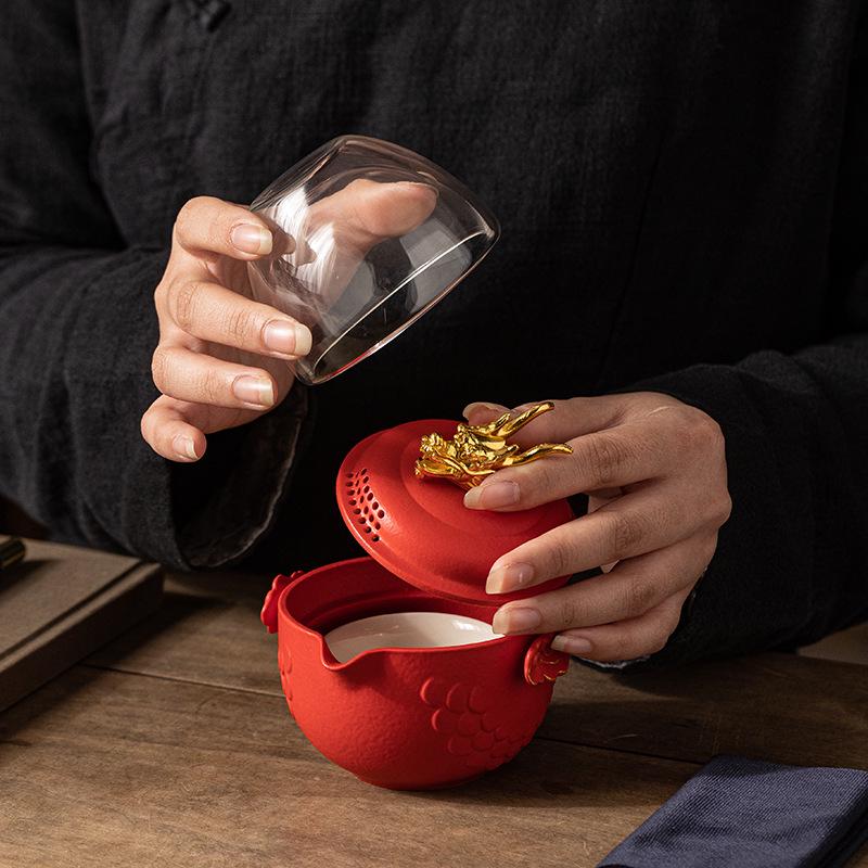 Портативный керамический чайный набор для кунг-фу: Компактный подарок для улицы и бизнеса