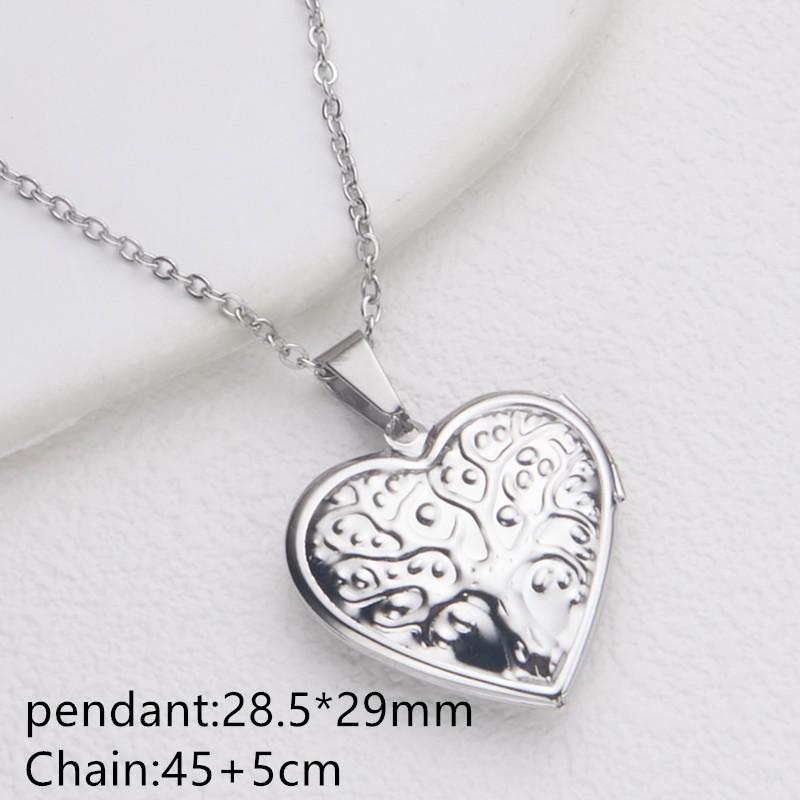 Stainless Steel Silver & Gold Women's Heart Photo Frame Locket Necklace