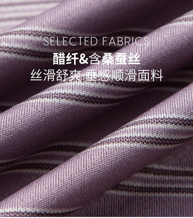 [Vinegar Fiber&Mulberry Silk] Summer Silk Smooth and Comfortable Slippery Striped Short Sleeve T-shirt Men's Polo Shirt