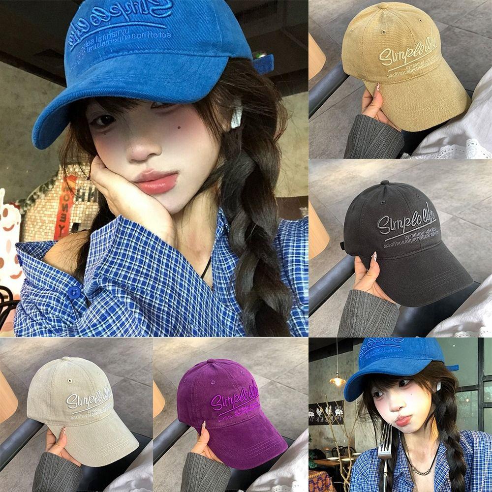 Sunscreen Embroidered Baseball Cap Sport Lightweight Duck Tongue Hat Small Face Design Versatile Style Sun Shading Hat Outdoor