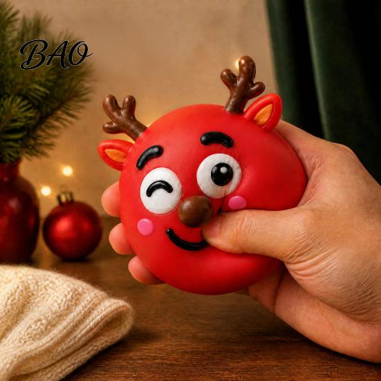 Stress Ball with DIY Expression Accessory 1/5Pcs Christmas Relief Toy, Reindeer Snowman Toy Detachable Accessory, Soft Squeeze Sensory Party Favors
