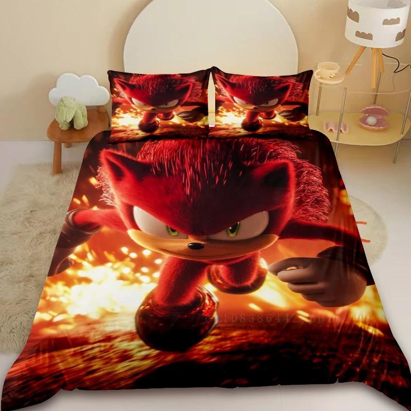 2/3pcs Duvet Cover Set Sonic Bedding Set Comforter Cover Machine Washable for Bedroom Decor Children Teens Gifts