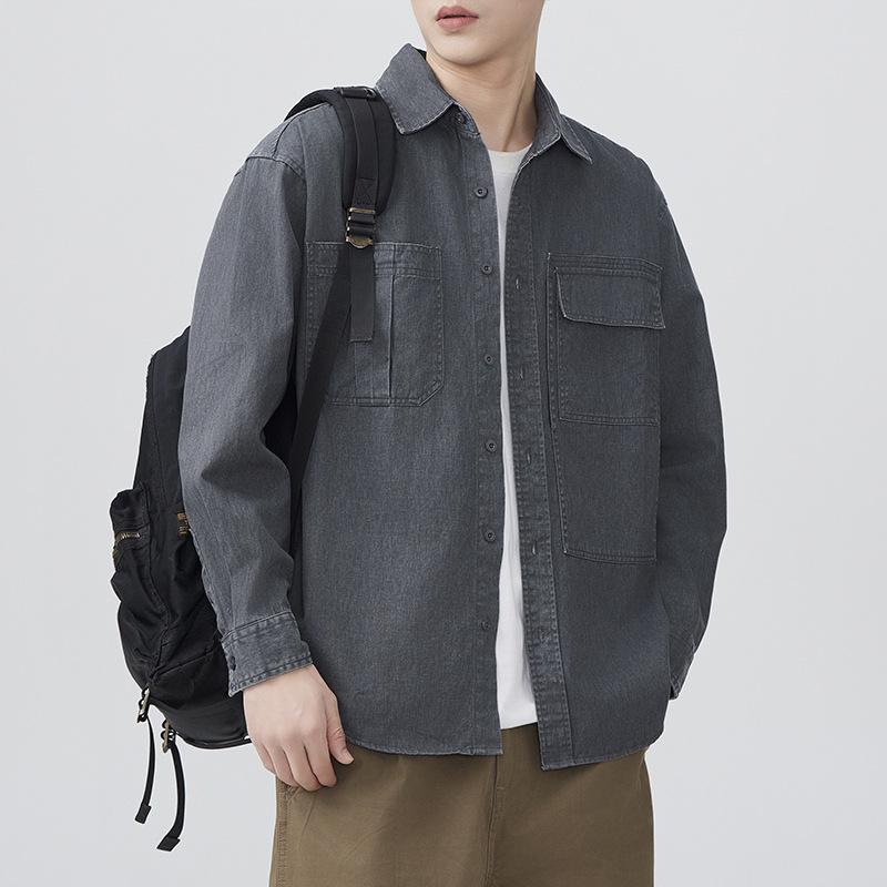 Spring New Japanese Retro Men's Loose Long-sleeved Casual Cotton American Work Shirt