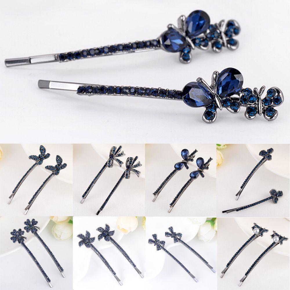 Accessories Flowers Shaped Edge Clamp Crystal Rhinestone Hair Clip Bling Headwear Barrette Hairpin