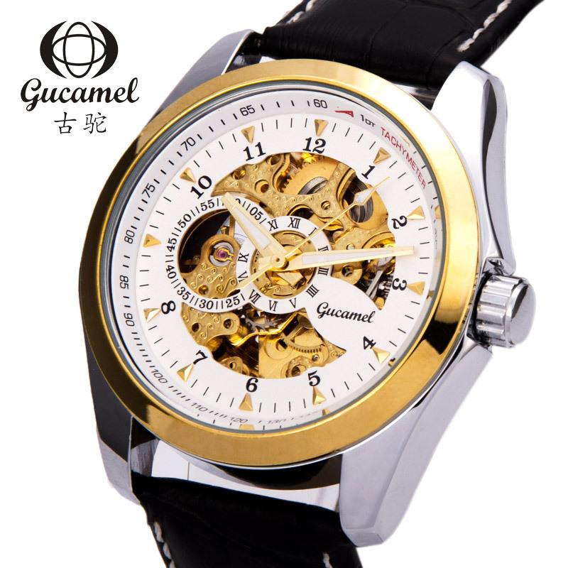 Мужские механические часы GUCAMEL, модные деловые механические часы, полые часы