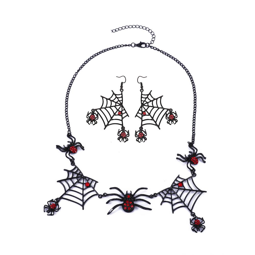 Retro Gothic Black Spider Web Necklace - Halloween Gift