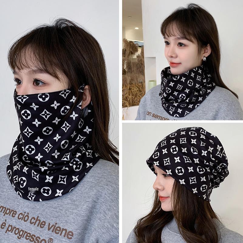 Women's Autumn & Winter Plush Face Mask Neck Protector: Windproof, Warm, and Versatile Scarf Set for Outdoor Cycling