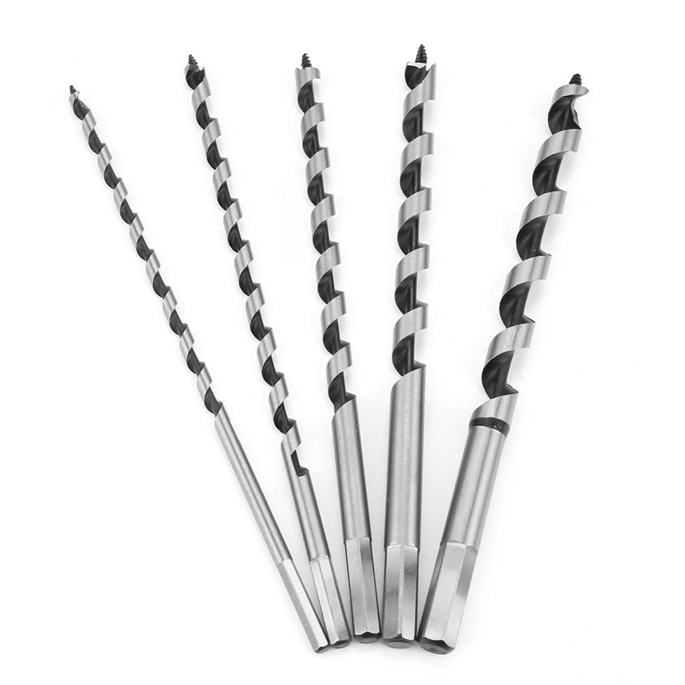 5pcs Carbon Steel Fast Cut Auger Bit Hardened Alloy Steel Wood Drill Bit Set  Wood Drilling