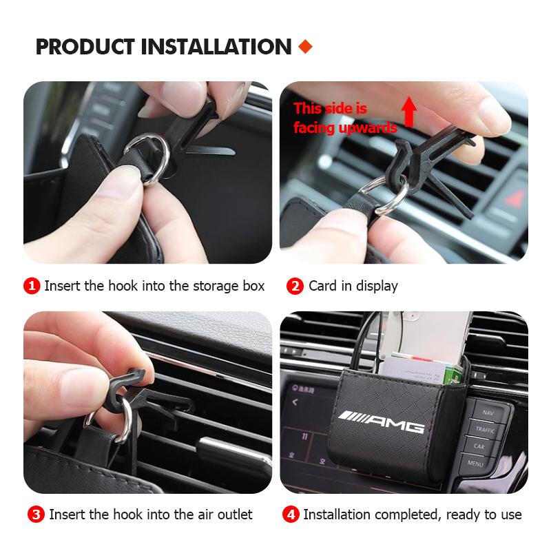WLX4 For Mercedes Benz Car Storage Bag Air Vent Dashboard Tidy Hanging Organizer Box CLK GLC W212 C200 C300 W203 W204 W205 W169 W176
