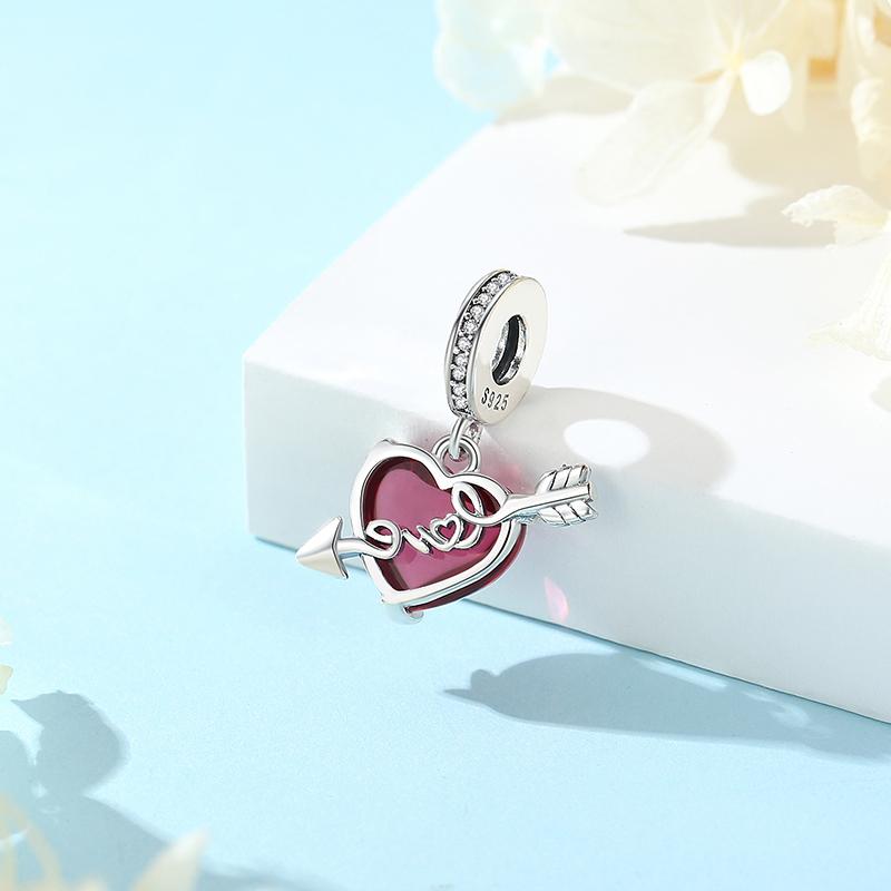 Оригинальные шармы из стерлингового серебра 925 пробы, медные шармы, подвески в виде сердечек любви, бусины, подходят для браслетов, ожерелий, женские, с цирконом, подарок на День святого Валентина