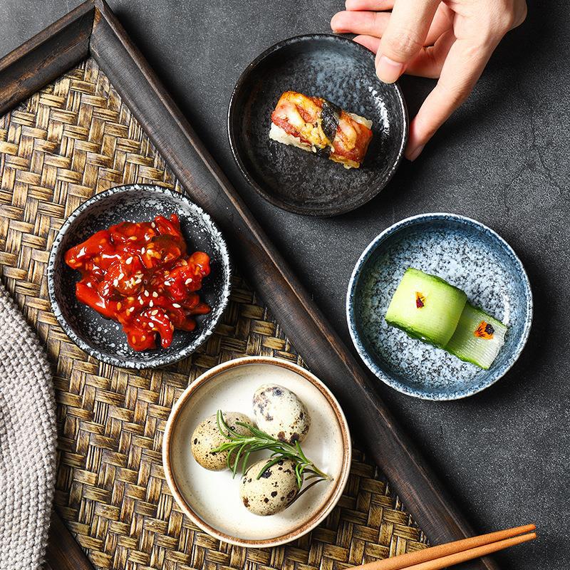 Round Saucer Japanese Dish Household Creative Soy Sauce Dish Vinegar Dish Dipping Tableware Japanese Side Dish Dish
