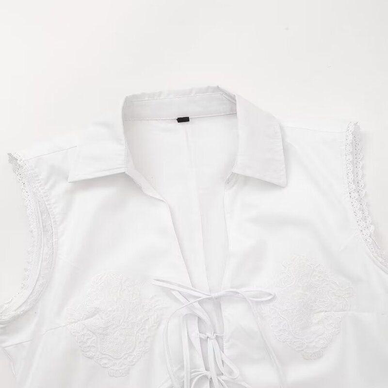 Fashion Style 2024 Spring/Summer New Arrival Women's Clothing Stylish Easiest for Match Shoelace Poplin Shirt Dress 7521319