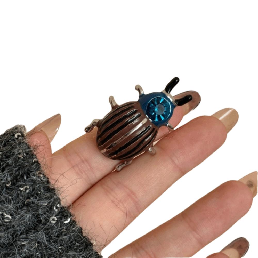 Dripping Oil Ladybird Drip Oil Ring Insect Chunky Enamel Ring Retro Painting Ring  Couple