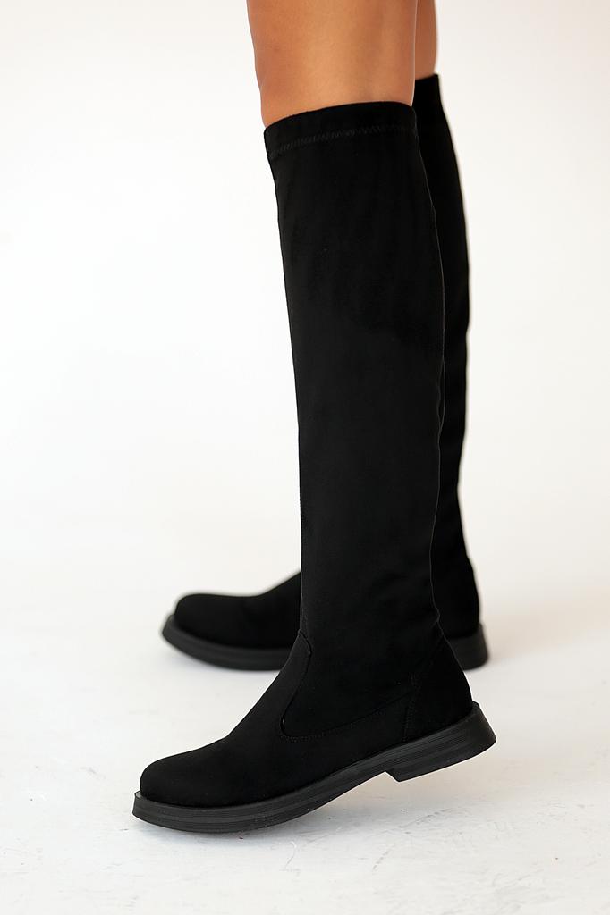 Эластичные женские ботинки на нескользящей подошве на молнии 020-9500-22Замша