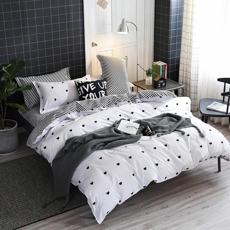 Комплект пододеяльника с принтом сердец размера кинг, двусторонний комплект постельного белья, микрофибра, современный, 1 пододеяльник на молнии с 2 наволочками