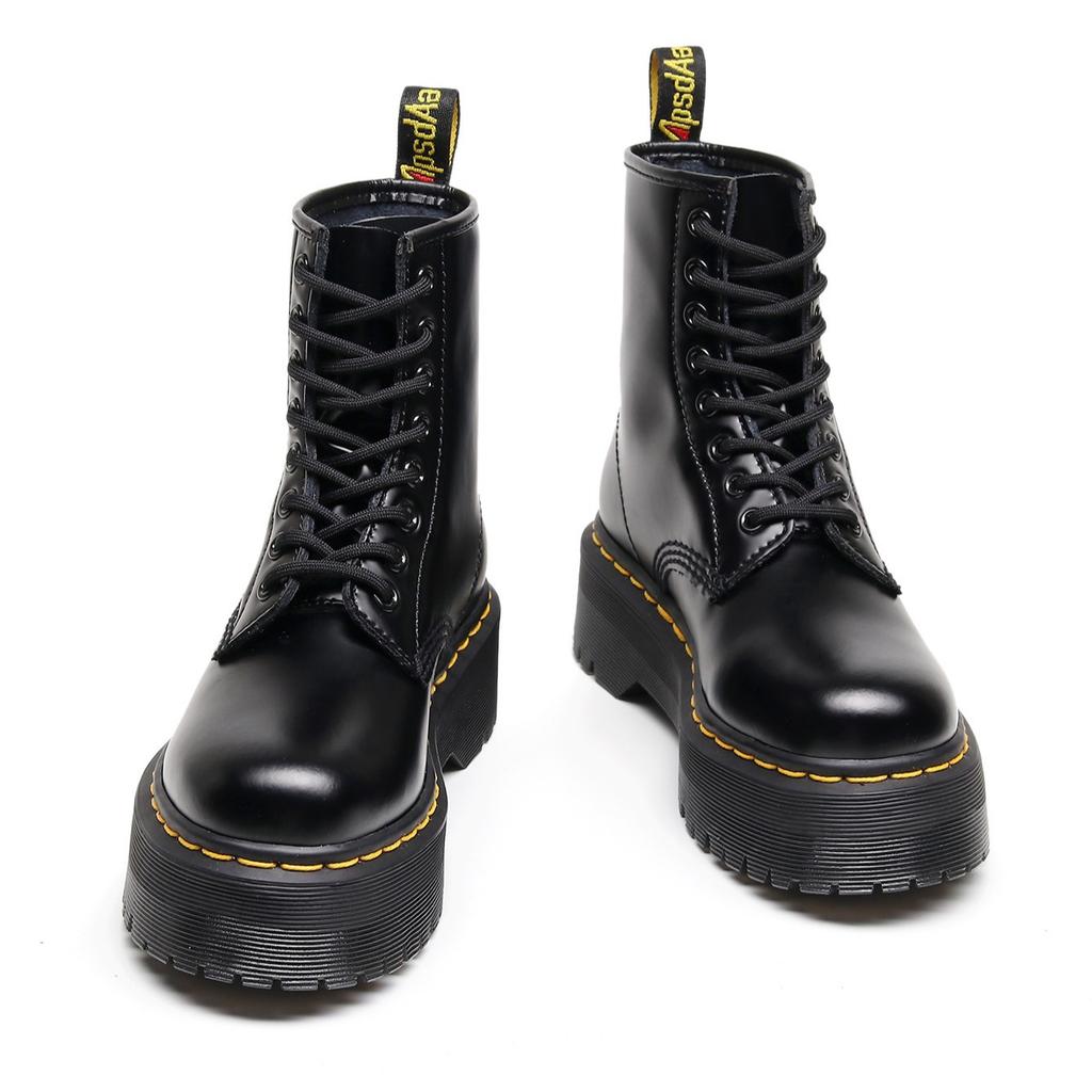 Дырки высокие кожаные ботинки на толстой подошве ботинки до колена британский стиль ручная работа гладкая коровья кожа короткие ботинки рабочие