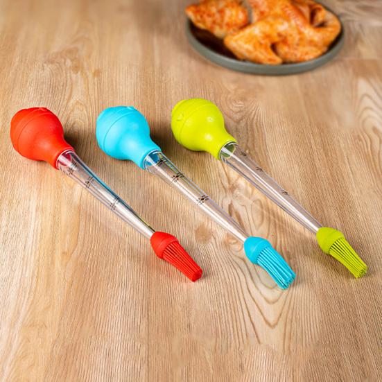 1 Set Turkey Baster Scale Design Easy To Clean Portable Turkey Oil Dropper with Cleaning Brush BBQ Supplies