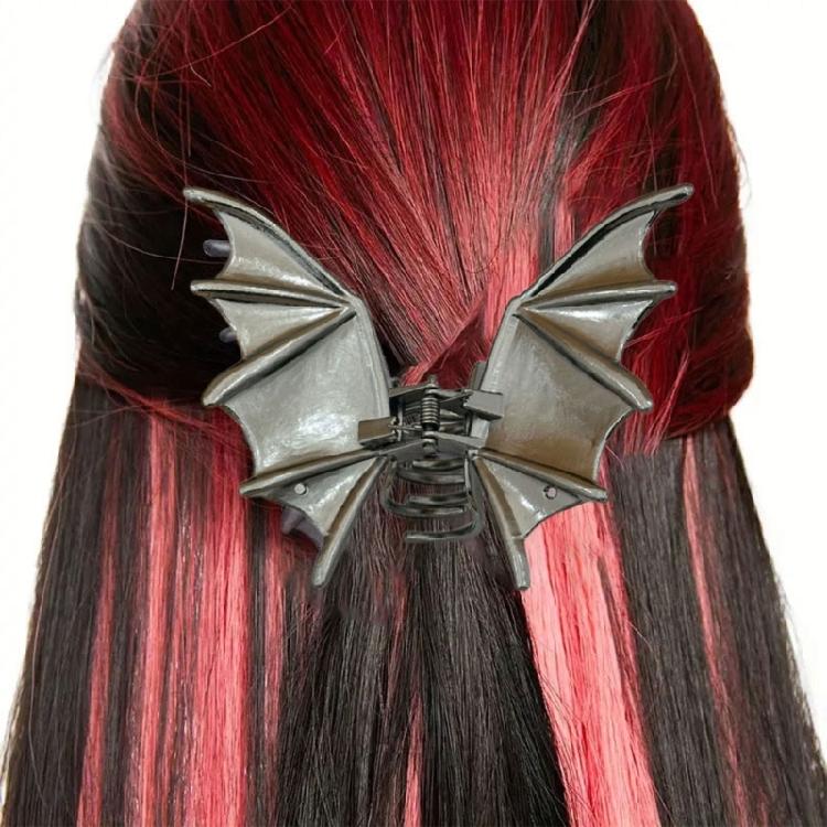 Punk Bat Shape Design Hair Clip Large Metal Hair Claw Halloween Costume Event Hairstyle Accessory Women Party Headwear