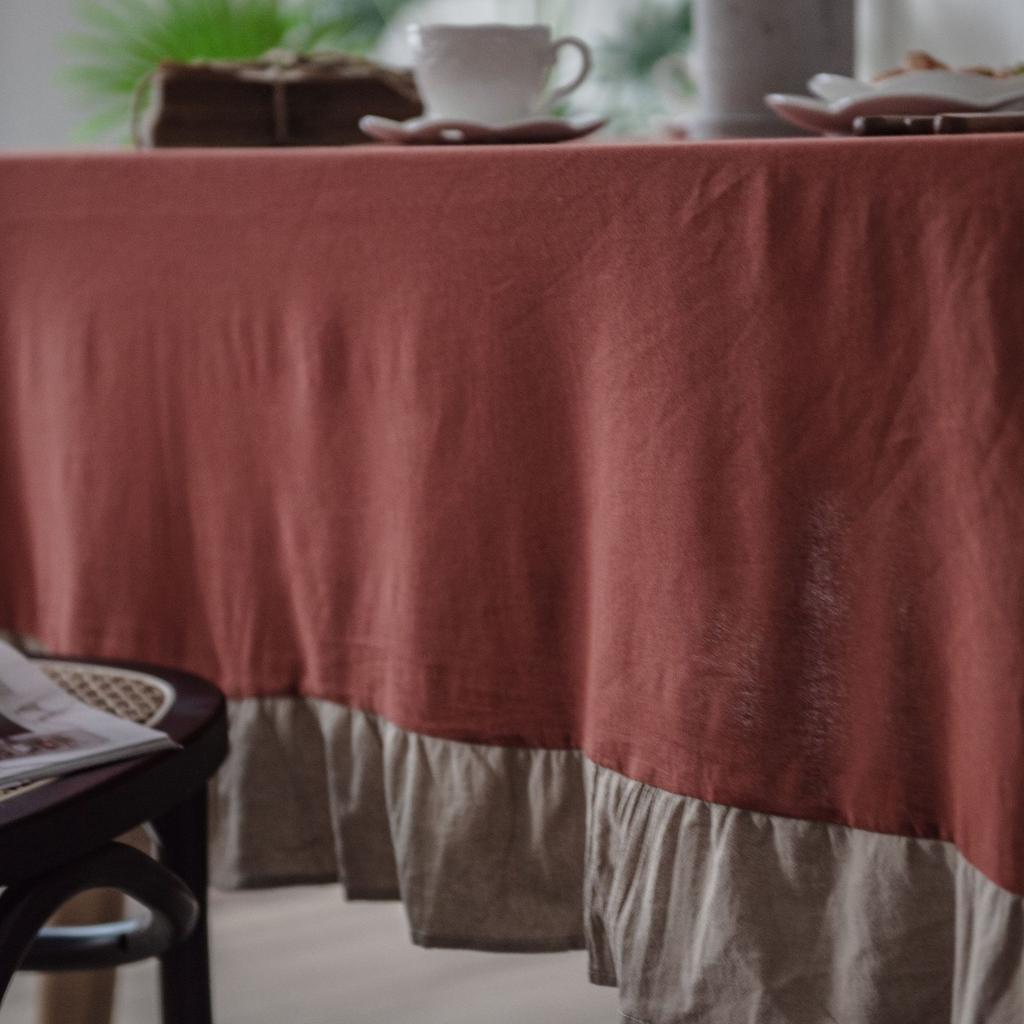 Vintage Ruffle TableCloths for Rectangle Cotton Flounces Table Cover for Kitchen Wedding Banquet Tabletop for Parties Christmas