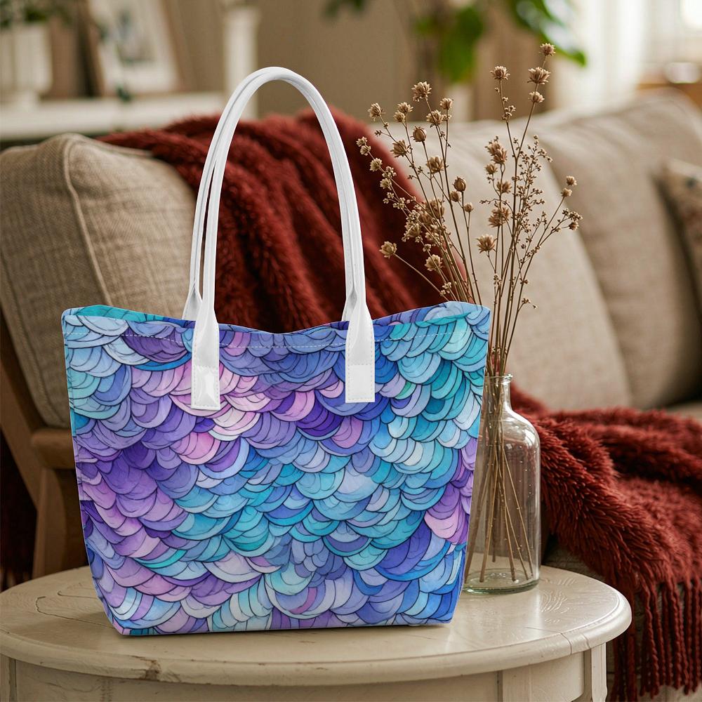 Mermaid Scales Pattern Tote Bag Fashion Shoulder Handbag for Daily Use