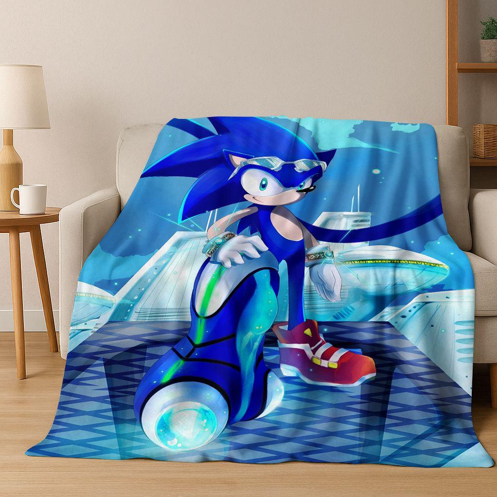 Классическое мультяшное фланелевое одеяло S-Sonic с изображением ежика, мягкое теплое плед-покрывало для кровати, спальни, комнаты, гостиной, путешествий, пикника, ребенка