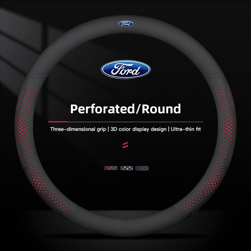 38cm Leather Car Steering Wheel Cover For Auto Steering Wheel Cover For Ford ST Line Focus Mustang Fiesta Puma Ranger Kuga MK7 FE7