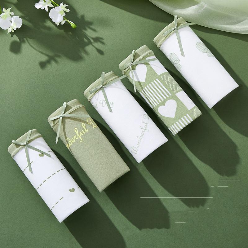 5 шт./компл., хлопковые женские трусики, дышащее нижнее белье, милые трусы с принтом для девочек, нижнее белье с низкой талией