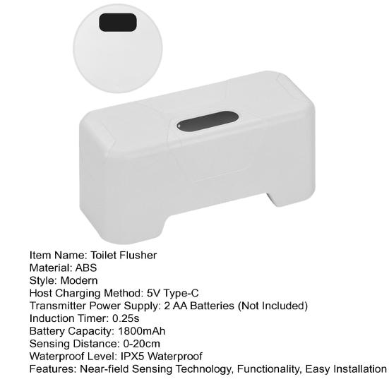 Toilet Sensor Flusher Kit Hands-Free 0.25S Induction Flush Switch Smart Toilet Flusher with IPX5 Waterproof