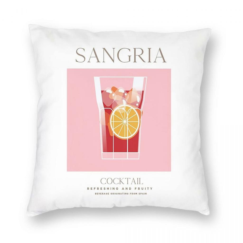 Sangria Cocktail Drink Square Pillowcase Polyester Linen Velvet Creative Zip Decor Pillow Case Room Cushion Cover x