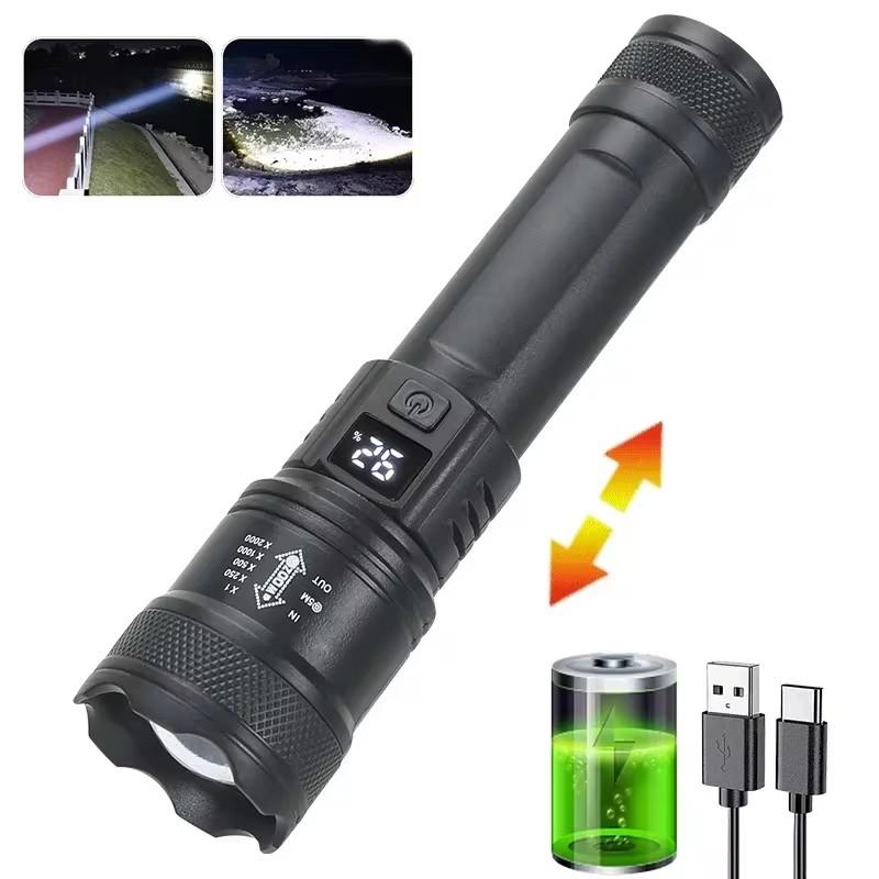 100000LM Rechargeable LED Flashlights High Power Military Tactical Flashlight Telescopic Zoom Torch Lamp Outdoor Camping Fishing