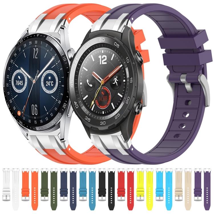 20mm Quick‑Release Silver‑Buckle Royal‑Style Silicone Watch Band Strap, Replacement Wrist Accessory for Huawei Watch GT3 42mm Smart Watch
