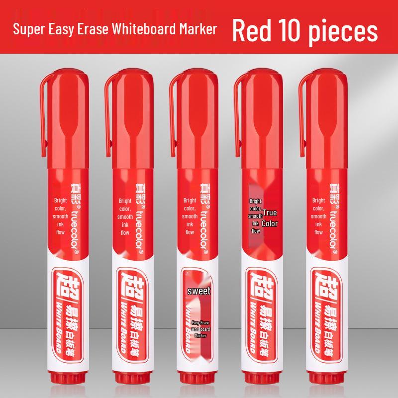 Стираемый маркер для белой доски с истинным цветом для учителей и детей - Большая емкость, на водной основе, красный/синий/черный для рисования и письма
