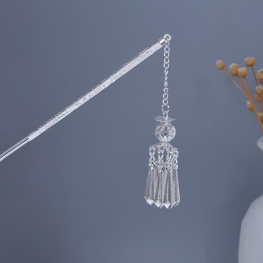 Miao Geometric Hollowed Out Step Shaking Tassel Hairpin Vintage Peacock Tassel Ancient Wind Cheongsam Cheongsam Hanbok Hair Ornaments