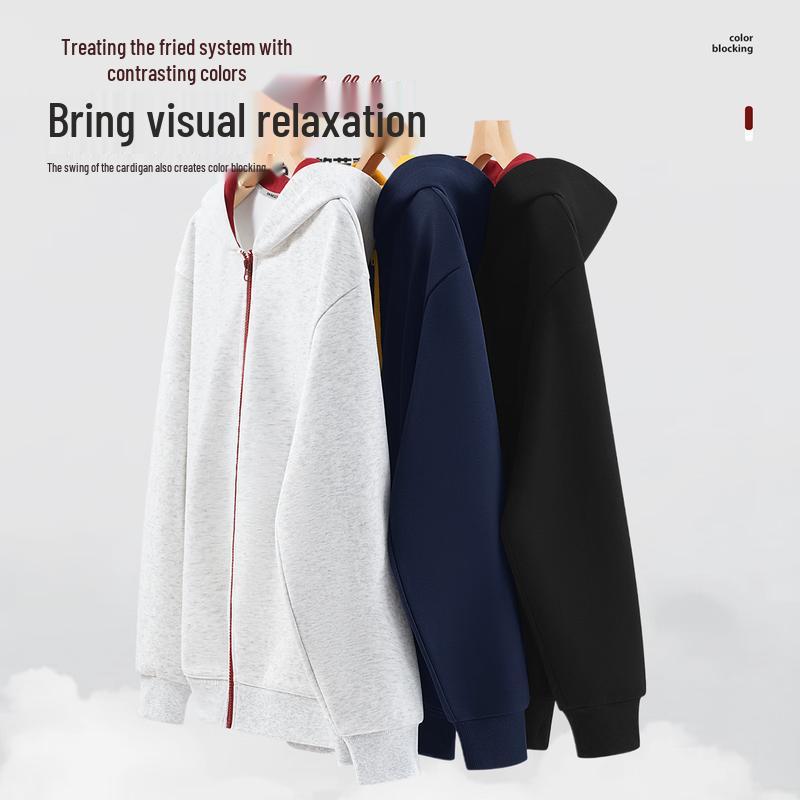MINISO Men's Color-Block Zip-Up Hoodie