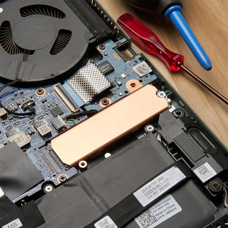 1-2 Комплекта Медного Радиатора для M.2 2242 2280 NVMe SSD 0,5 мм 401 Вт Медный Радиатор для Твердотельного Диска с Термосиликоновой Прокладкой