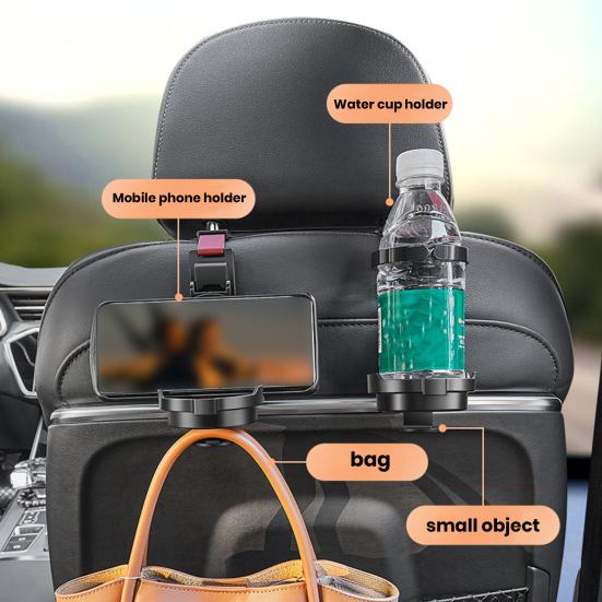 Спинка сиденья автомобиля с подголовником, держателем для чашки, прочная, несущая, универсальная, простая в установке