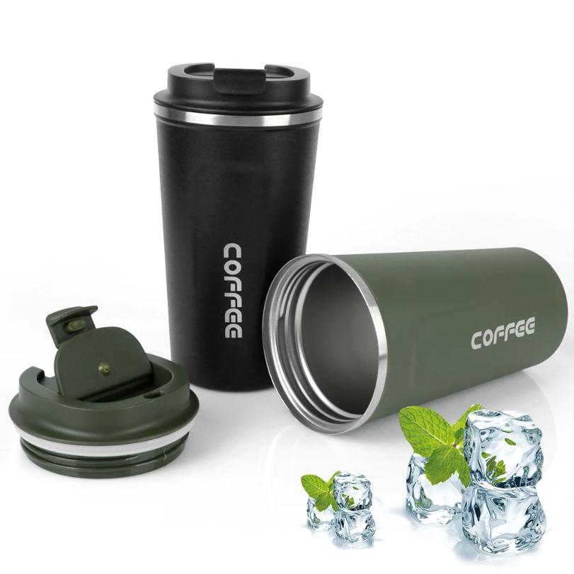 Термокружка Thermo Cafe из двойной нержавеющей стали для чая, воды, кофе 380/510 мл, герметичная, дорожная термокружка, автомобильная термокружка