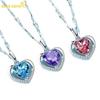 Вечное Сердце Медный Сплав Синий Розовый Фиолетовый Циркон Женское Ожерелье Подвеска Модный Подарок