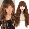 Женский теплостойкий парик из длинных волнистых синтетических волос с прямой челкой
