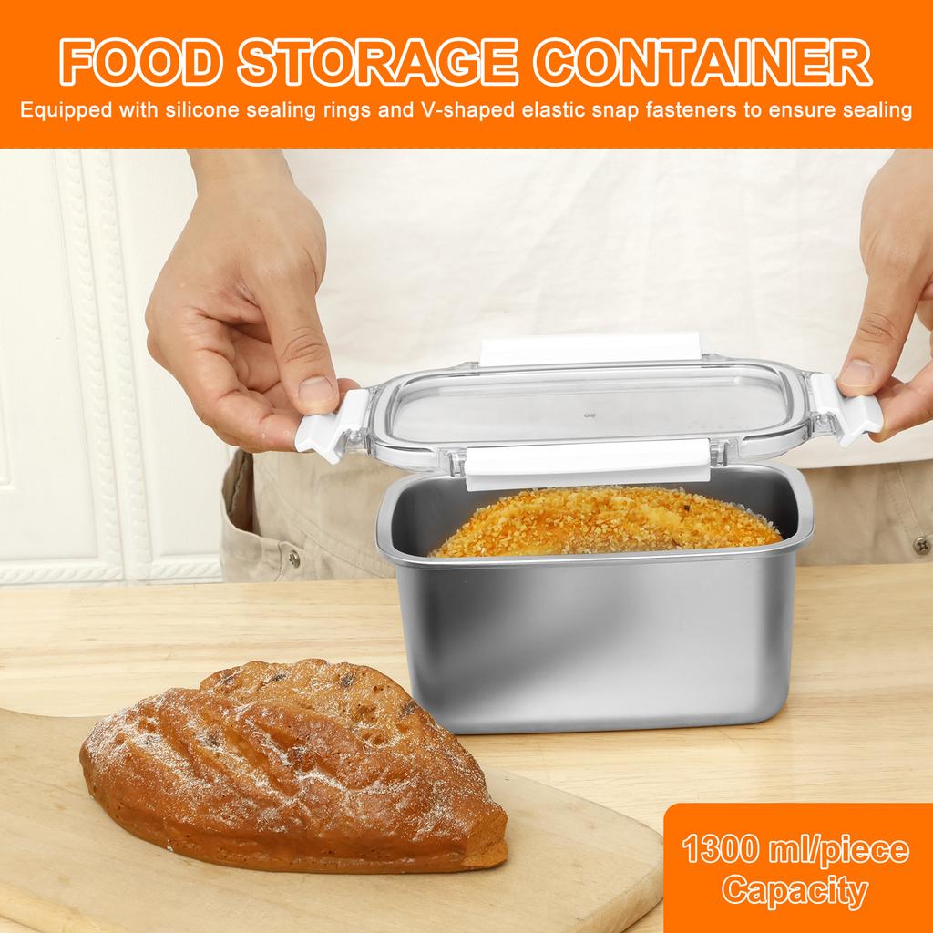 Ланч-бокс из нержавеющей стали с крышкой, портативный герметичный контейнер для закусок, для сохранения свежести продуктов, салата, фруктов, бенто-бокс, форма для хлеба