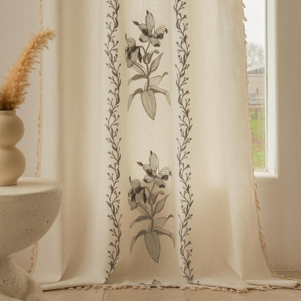 European Classical Floral Blackout Sheer Curtains for Balcony, Living Room, Bedroom, Bay Window
