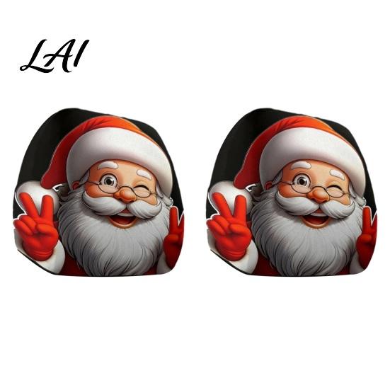 Stretchy Headrest Covers for Cars Christmas Car Cover Santa Claus Head Rest Sleeve Funny Soft Polyester Seat Pillow Protector Cars Suvs Universal