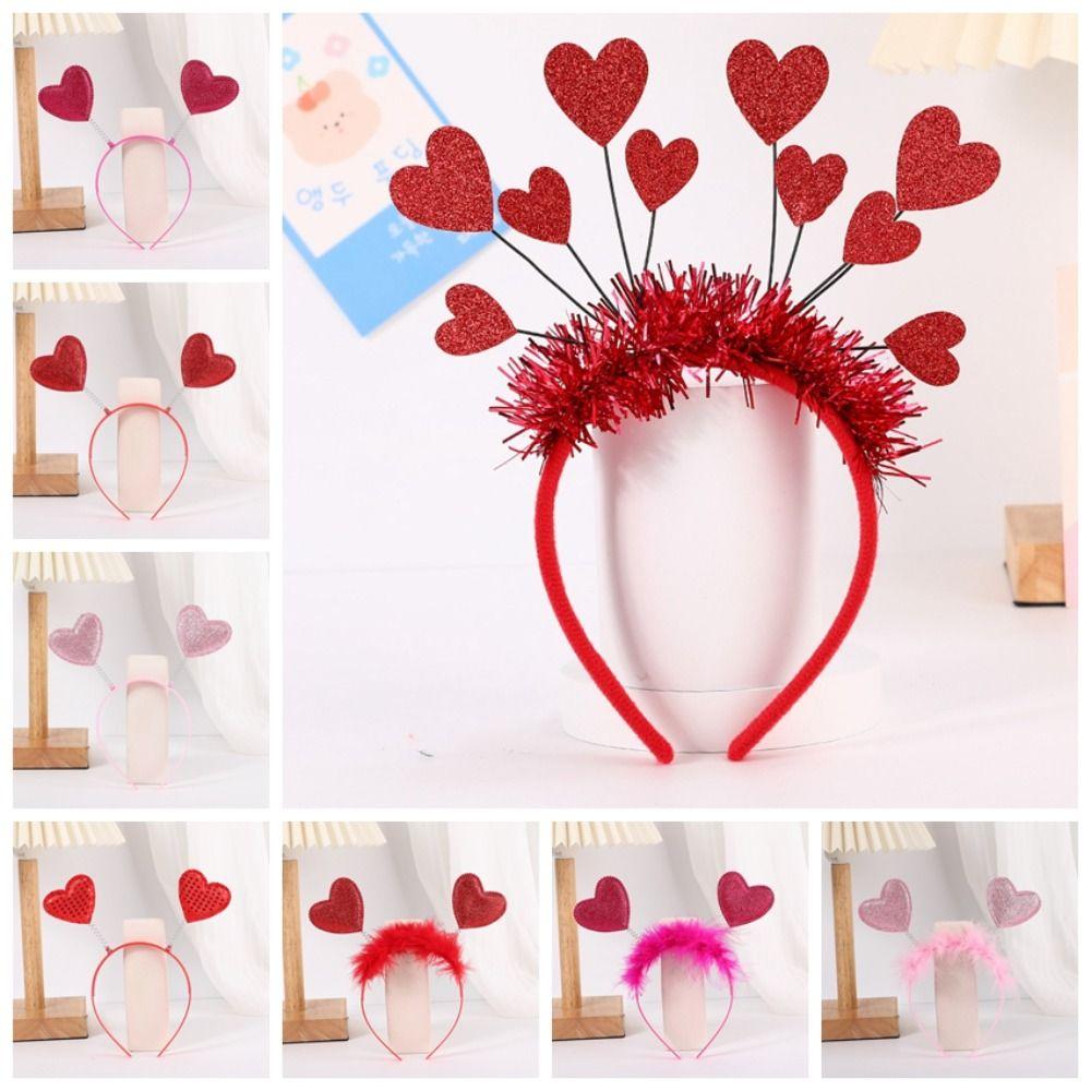Confetti Hair Hoop Red Love Headband Red Peach Heart Valentines Day Headdress Girl Gifts