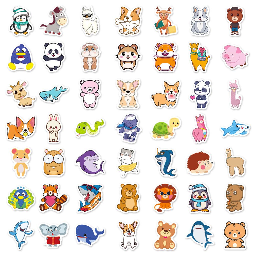 100 Small Size Cartoon Animal Stickers Not Repeat Laptop Water Cup Graffiti Stickers