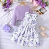 Children's 2-8Y Skirts Spring and Autumn Models Baby Colorful Halter Dress + Solid Color Jacket Fashion Baby Suit