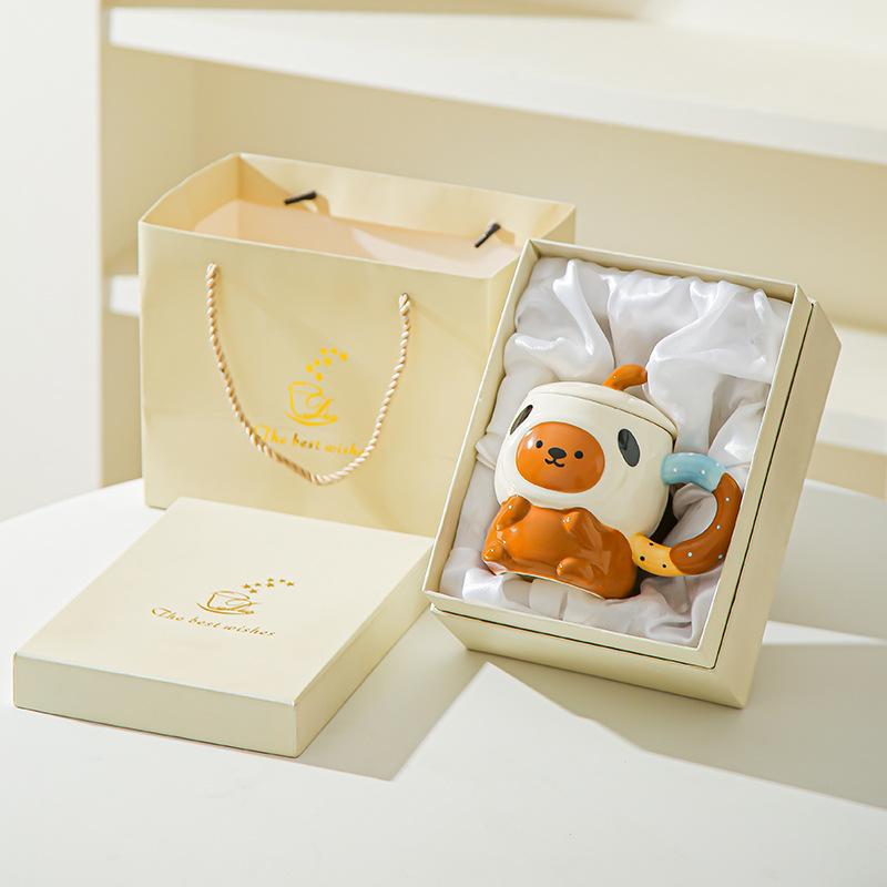 Милая милая мультяшная керамическая кружка-поросенок с крышкой для дня рождения девочки, для подруги, практичный сувенир, подарочная коробка