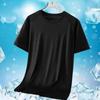 Plus Size Summer Men's Round Neck Ice Silk T-shirt Outdoor Sports and Leisure Quick Drying Short Sleeved Solid Color T-shirt
